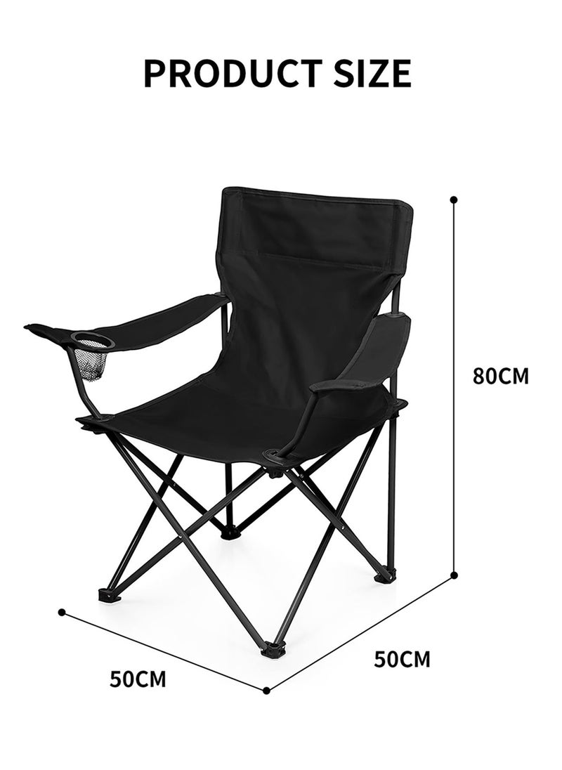 EzzySo - Comfortable Folding Backrest Chair with Armrests - Durable Steel Frame, Oxford Fabric, Perfect for Camping, Fishing, Picnics & Beach Outings, Leisure, Art Student, Portable - Image 1