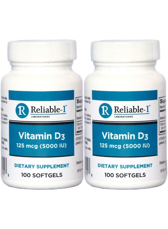 Reliable-1 Laboratories Vitamin D3 High Potency 5000 IU 100 Softgels per Bottle Pack of 2  - Image 1