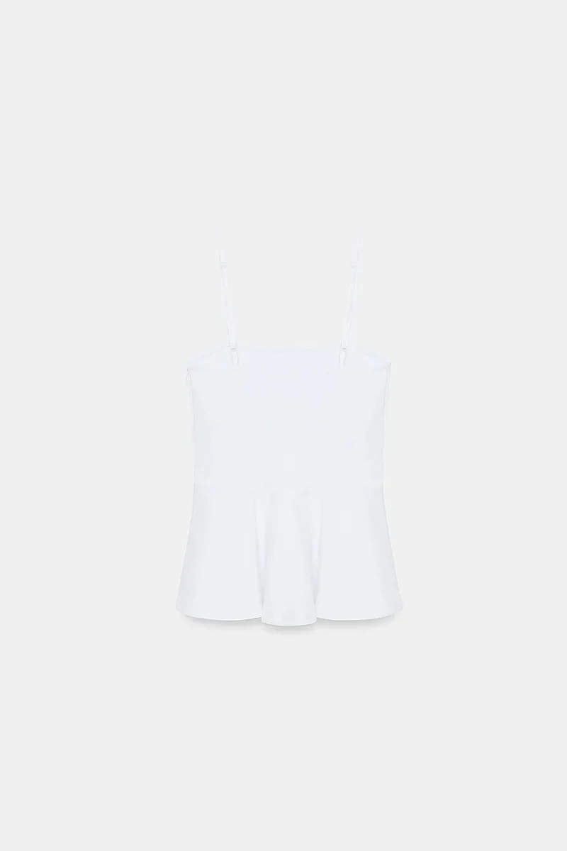 Dilvin White DILVIN Fitted Square-neck Frilly Cami Top for Women | Best Price UAE
