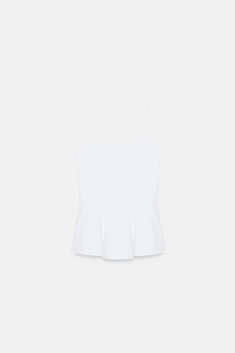 Dilvin White DILVIN Fitted Square-neck Frilly Cami Top for Women | Best Price UAE