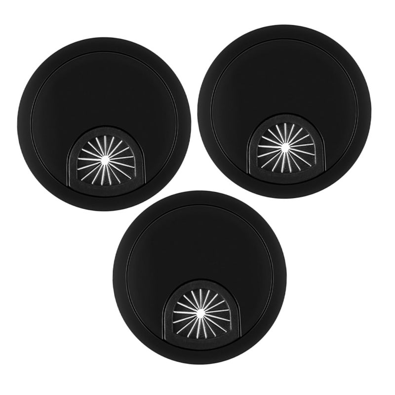 Black Cable Wall Grommet 3 Pack Desk Cable Entry Cover Wire Hole Insert Zinc Alloy - Image 2