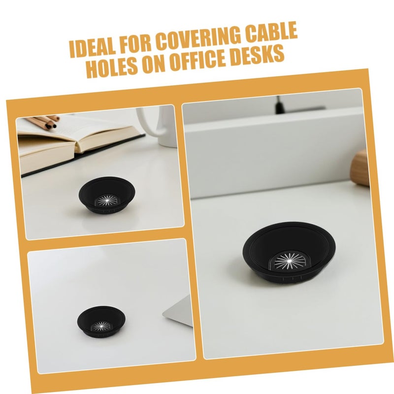 Black Cable Wall Grommet 3 Pack Desk Cable Entry Cover Wire Hole Insert Zinc Alloy - Image 4