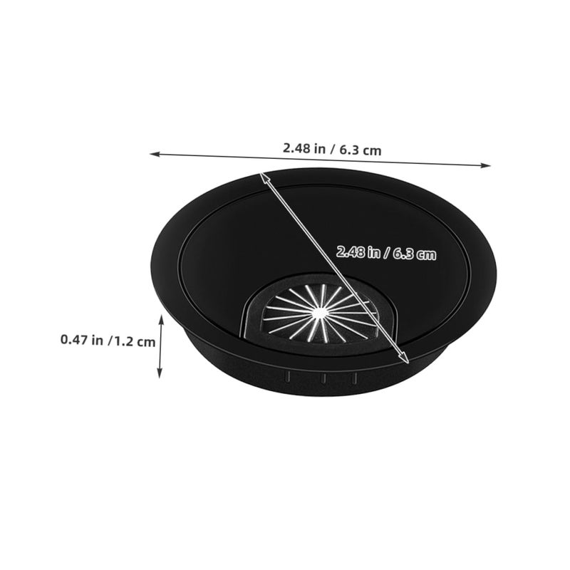 Black Cable Wall Grommet 3 Pack Desk Cable Entry Cover Wire Hole Insert Zinc Alloy - Image 3