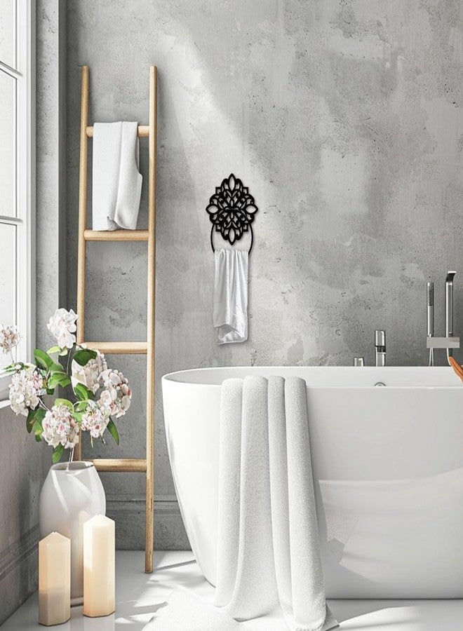 MAYJOYDIY Vintage Floral Metal Towel Ring Antique Style Towel Holder Bath Towel Ring Black Art Towel Rack Wall Mounted for Bathroom Kitchen Towel Hanger Home Decors Gift - Image 5