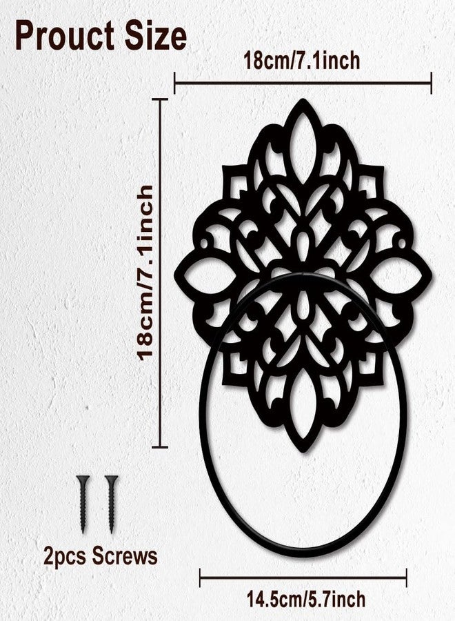 MAYJOYDIY Vintage Floral Metal Towel Ring Antique Style Towel Holder Bath Towel Ring Black Art Towel Rack Wall Mounted for Bathroom Kitchen Towel Hanger Home Decors Gift - Image 2