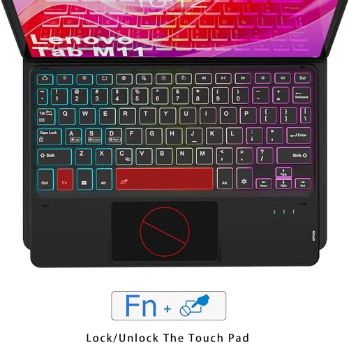 SNOODU for Lenovo Tab M11 11 inch 2024 Keyboard Case: 3 Zone 7 Colors Backlit Trackpad Keyboard for 11" Lenovo Tablet M11 2024 (TB330FU/TB330XU) - Detachable Smart Touchpad Wireless Key Board Folio Cover - Image 5