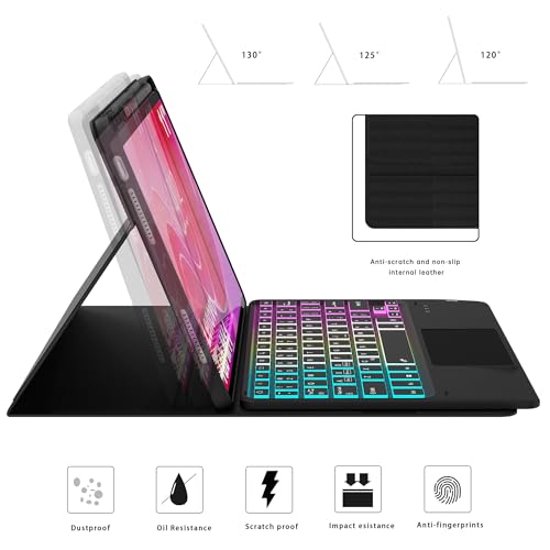 SNOODU for Lenovo Tab M11 11 inch 2024 Keyboard Case: 3 Zone 7 Colors Backlit Trackpad Keyboard for 11" Lenovo Tablet M11 2024 (TB330FU/TB330XU) - Detachable Smart Touchpad Wireless Key Board Folio Cover - Image 4
