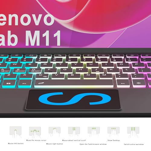 SNOODU for Lenovo Tab M11 11 inch 2024 Keyboard Case: 3 Zone 7 Colors Backlit Trackpad Keyboard for 11" Lenovo Tablet M11 2024 (TB330FU/TB330XU) - Detachable Smart Touchpad Wireless Key Board Folio Cover - Image 3