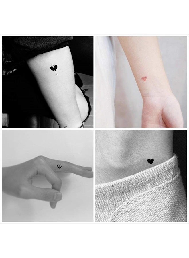 Everjoy تاتو مؤقت قلوب حب أحمر وأسود من إيفرجوي 15 تصميم 2 لون 360 نمط، ملصقات تاتو مقاومة للماء لعيد الحب للنساء - Image 3