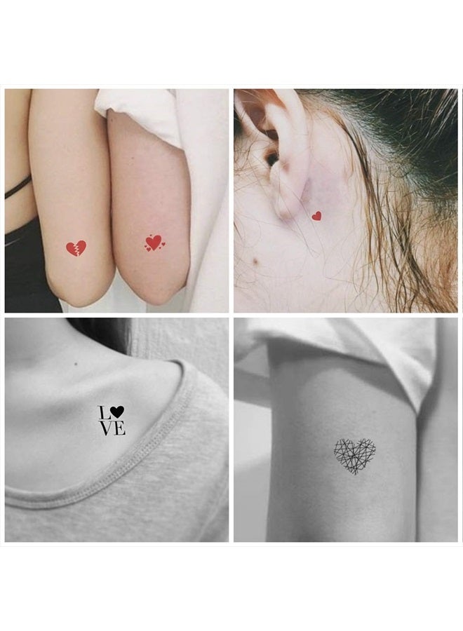 Everjoy تاتو مؤقت قلوب حب أحمر وأسود من إيفرجوي 15 تصميم 2 لون 360 نمط، ملصقات تاتو مقاومة للماء لعيد الحب للنساء - Image 2