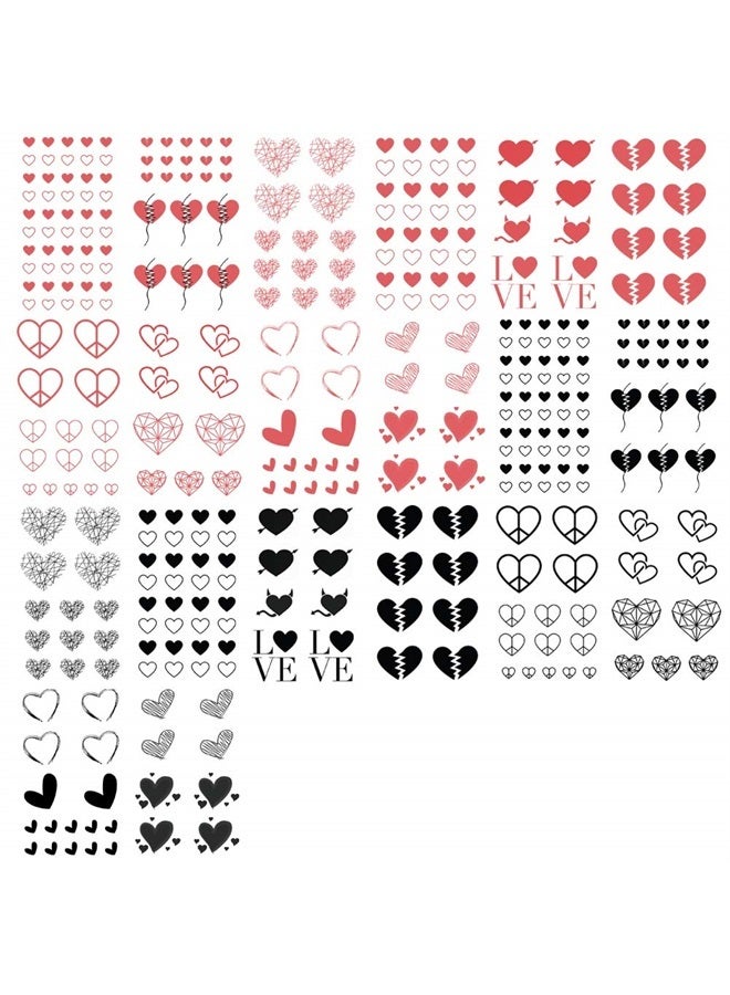 Everjoy تاتو مؤقت قلوب حب أحمر وأسود من إيفرجوي 15 تصميم 2 لون 360 نمط، ملصقات تاتو مقاومة للماء لعيد الحب للنساء - Image 1