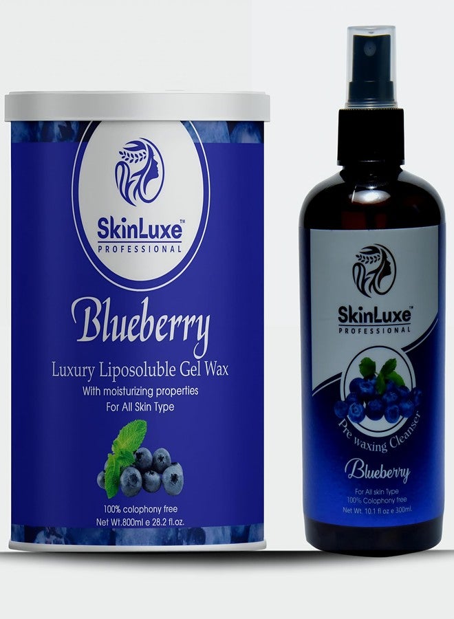 Nexify india SkinLuxe Professional Blueberry Liposoluble Gel Wax, 800ml, with Pre-Waxing Cleanser 300ml, Moisturising Formula - Image 1