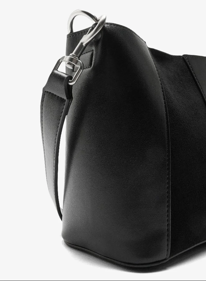Parfois Black Bucket bag contrast of textures for Women | Best Price UAE