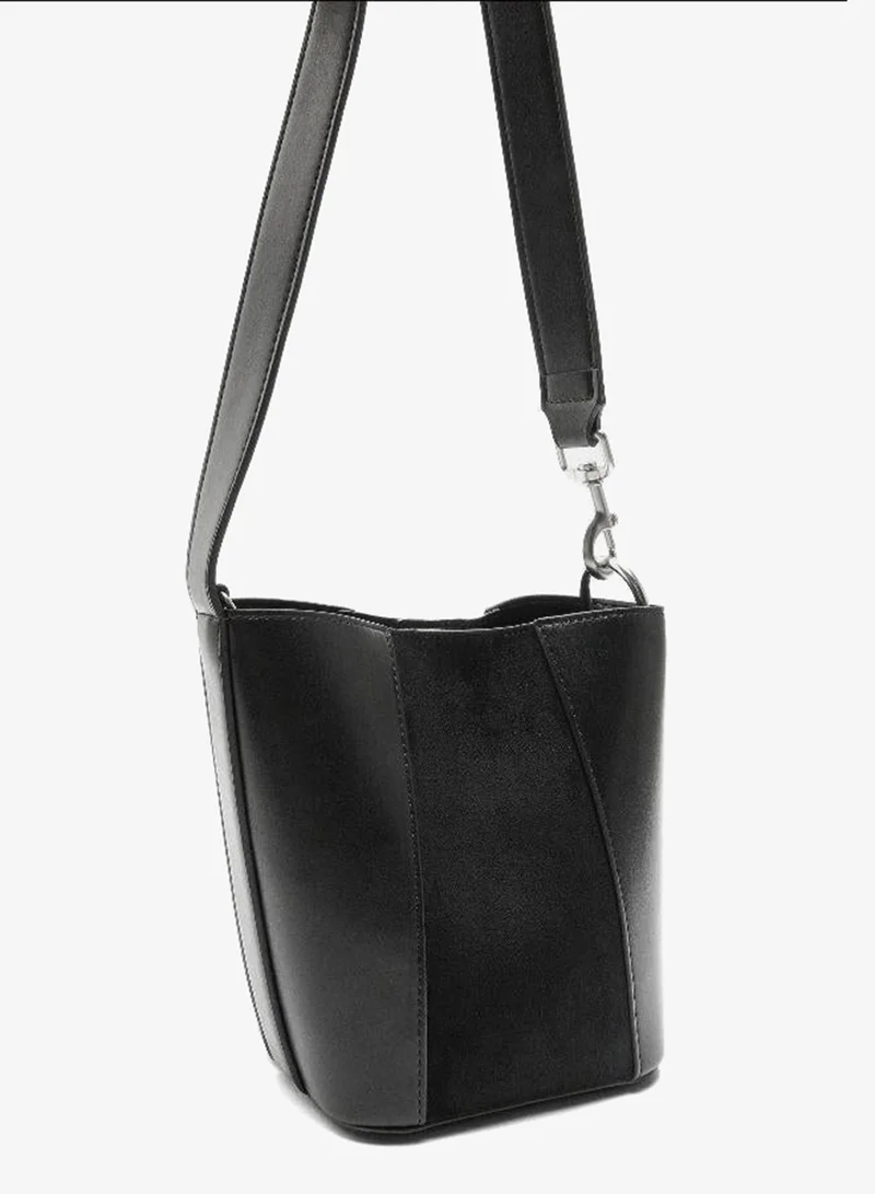 Parfois Black Bucket bag contrast of textures for Women | Best Price UAE