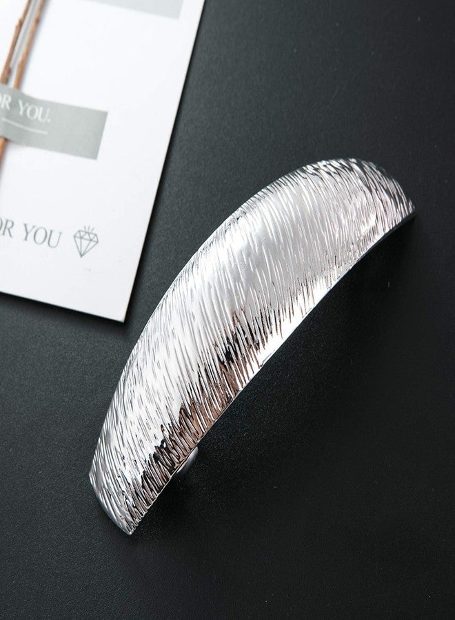 JinYu Hair Clips for Women Ladies, Simple Fashion Metal Hair Clips French Styles Hair Barrettes for Medium and Thick Hair, No Slip and Durable Automatic Clasp (Silver) - Image 3
