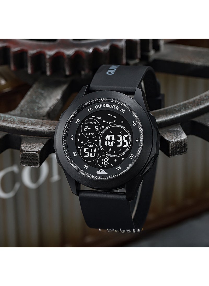 QIKSILVER Tech Mens Multifunction Waterproof Luminous Trendy Student Watch Army Green