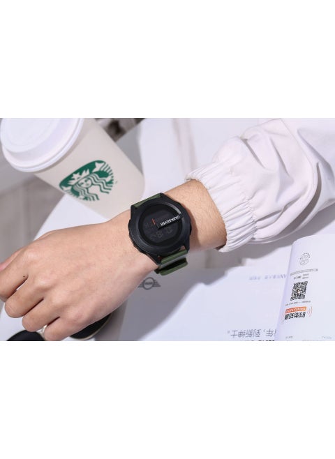QIKSILVER Tech Mens Multifunction Waterproof Luminous Trendy Student Watch Army Green