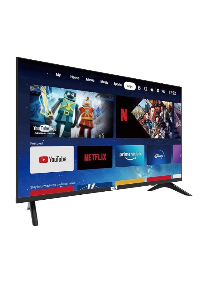 H2O تلفاز ذكي LED بحجم 32 بوصة - السلسلة 7 | نظام تشغيل أندرويد | عرض بالألوان الحقيقية | متجر جوجل بلاي | اتصال HDMI و USB و AV | لوحة استجابة سريعة | صوت دولبي | تصميم أنيق بدون حواف | تلفاز ذكي جاهز بدقة HD - Image 3