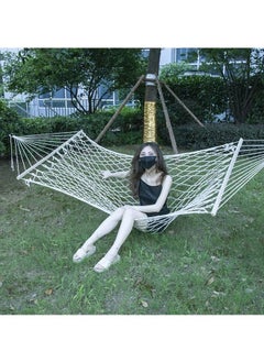 Generic Reinforced Cotton Rope Net Hammock Rollover Prevention Double Hammock Outdoor Leisure Simple Modern Hammock  - Image 3