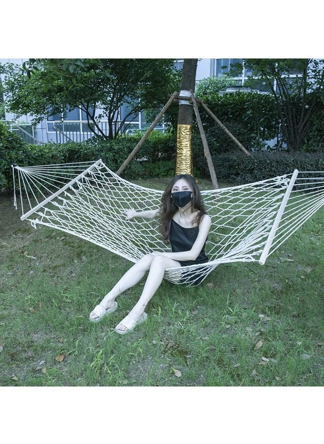 Generic - Reinforced Cotton Rope Net Hammock Rollover Prevention Double Hammock Outdoor Leisure Simple Modern Hammock - Image 1