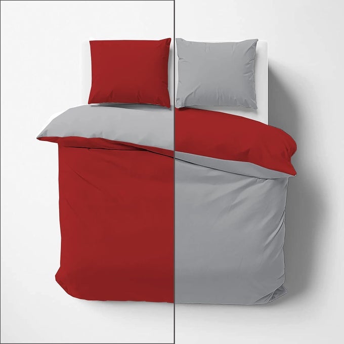 IMPRESSIBLE SUPER SOFT MICROFIBER REVERSIBLE 3 PIECE DUVET COVER SET SIZE 91X101 INCHES AND 2 PILLOW COVER 300 TC 18X28 INCHES DOUBLE BED SIZE BURGUNDYSILVER