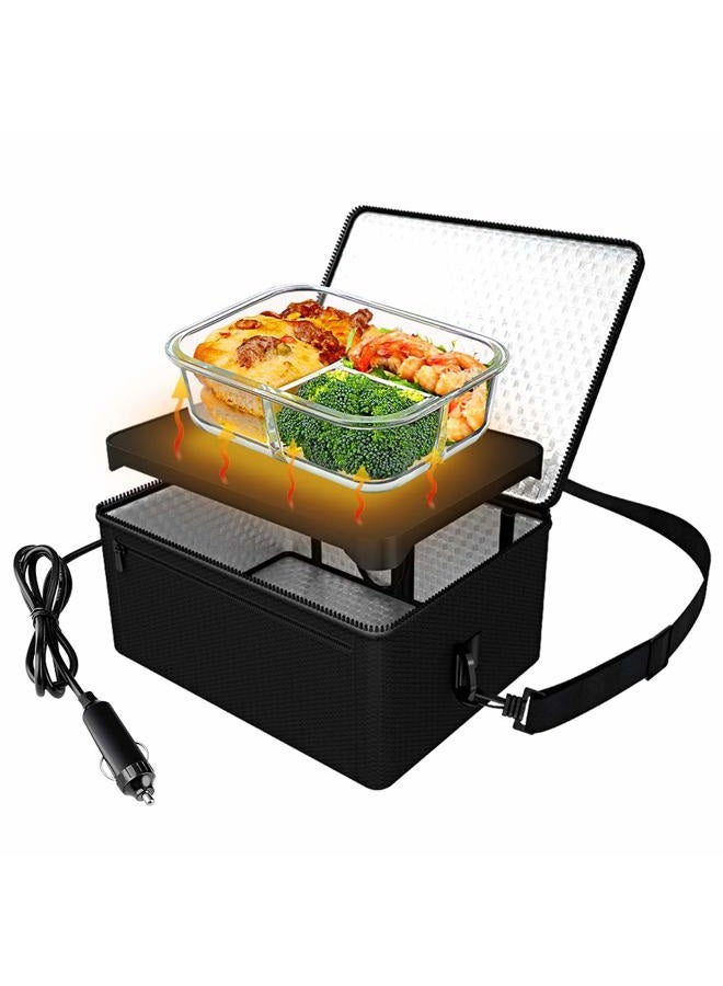 ROTTOGOON Portable Oven, 12V Car Food Warmer Portable Personal Mini Oven Electric Heated Lunch Box for Meals Reheating & Raw Food Cooking for Road Trip/Camping/Picnic/Family Gathering(Black) - Image 1