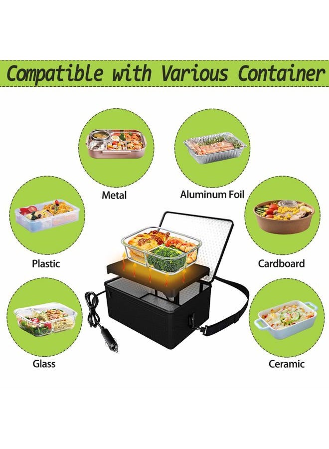 ROTTOGOON Portable Oven, 12V Car Food Warmer Portable Personal Mini Oven Electric Heated Lunch Box for Meals Reheating & Raw Food Cooking for Road Trip/Camping/Picnic/Family Gathering(Black) - Image 5