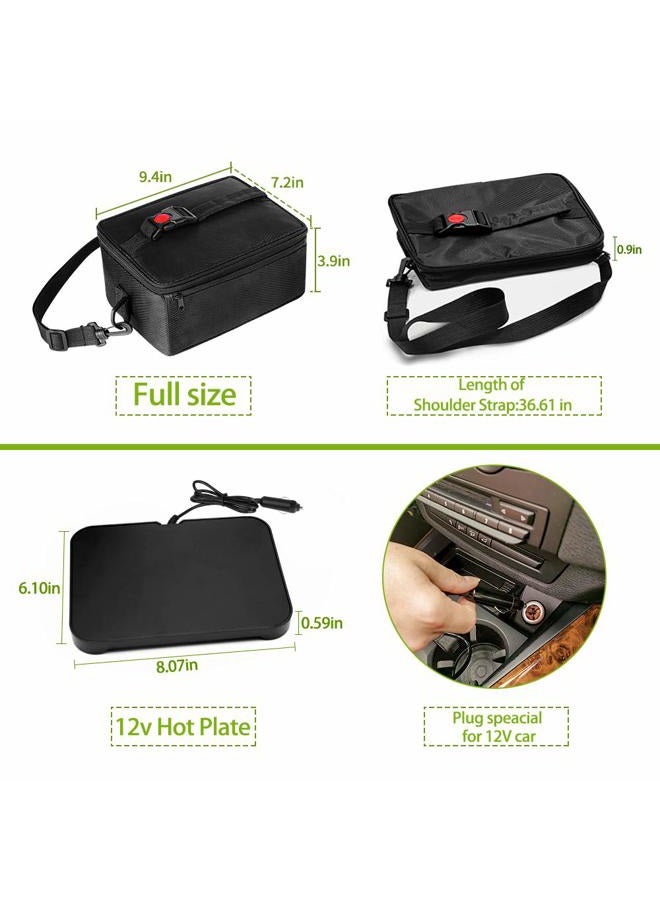 ROTTOGOON Portable Oven, 12V Car Food Warmer Portable Personal Mini Oven Electric Heated Lunch Box for Meals Reheating & Raw Food Cooking for Road Trip/Camping/Picnic/Family Gathering(Black) - Image 4