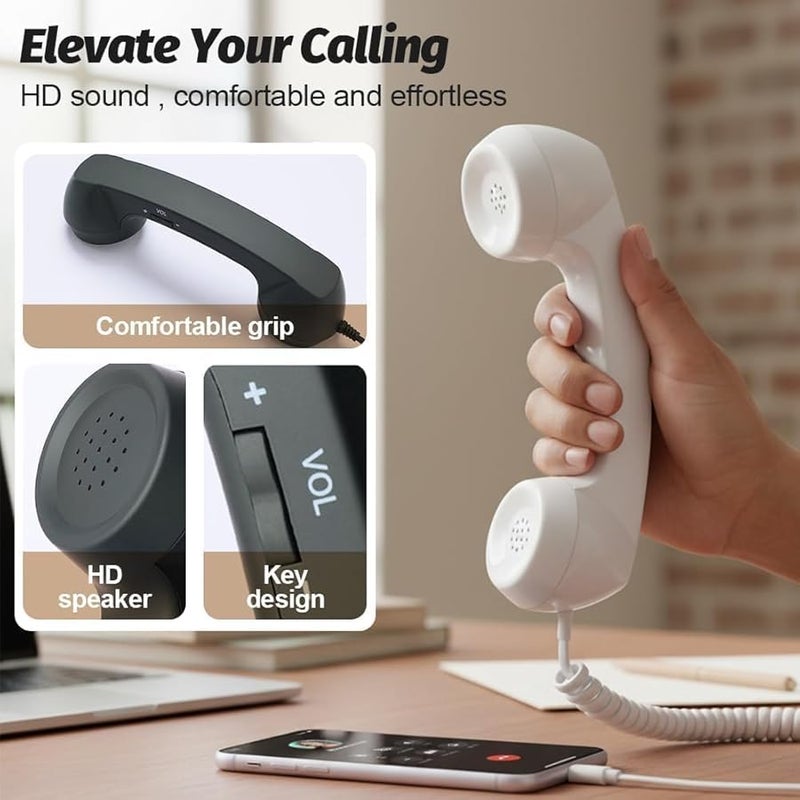2026 Upgrade Retro Phone Handset Type C Wired Receiver Classic Red For All Cell Phones - Image 5