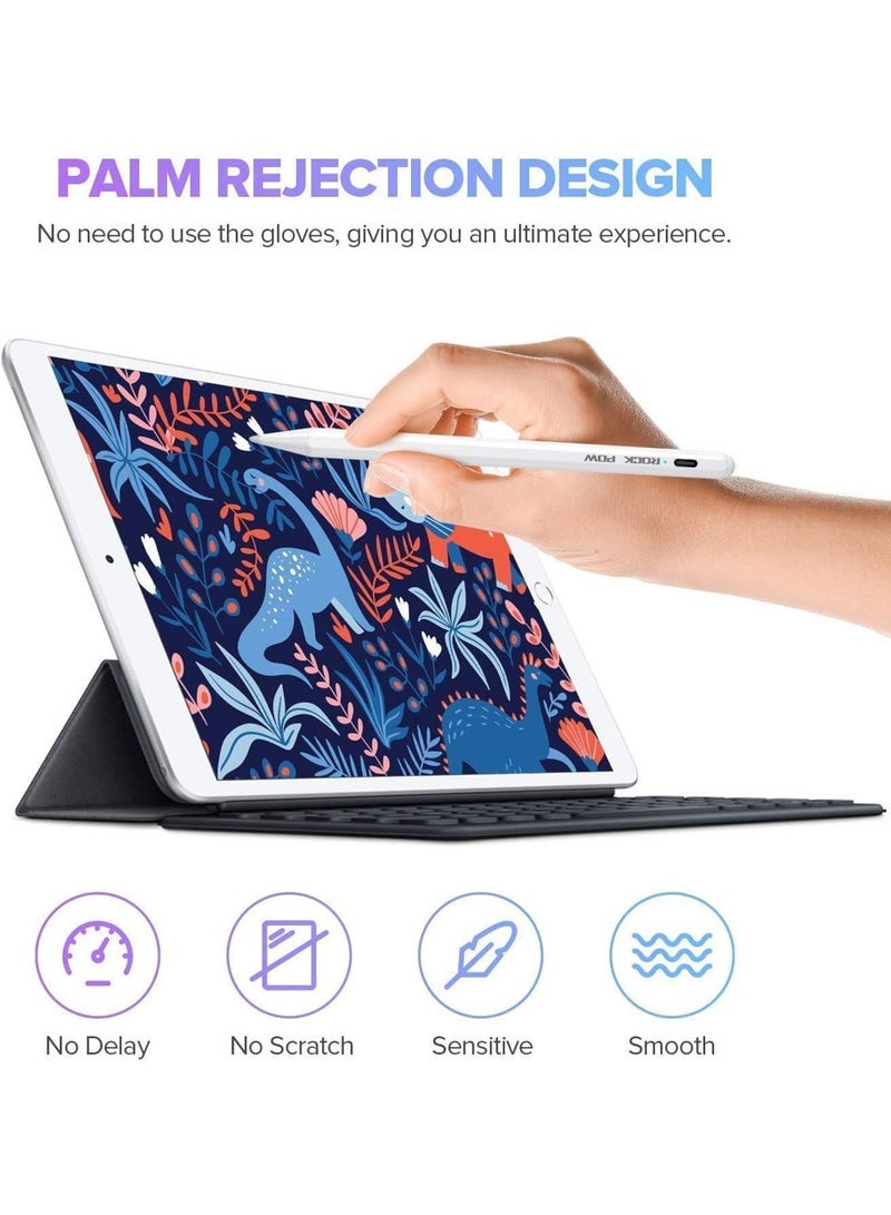 Captaintech Active Digital Stylus iPad Pen Pencil Pro with Fast Charging & Palm Rejection For Apple iPad 2018 -2022 and Later White - Image 5