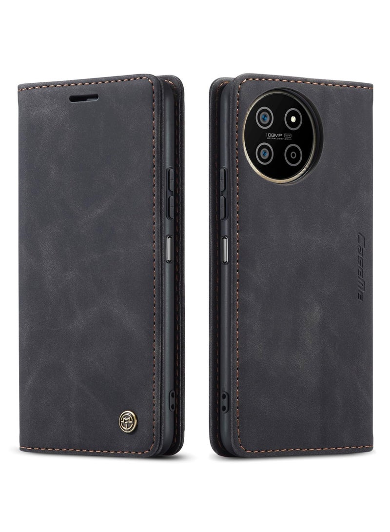 CaseMe Phone Case Luxury PU Leather Design 013 Flip Cover Card Slot Holder Cover For Realme 11 4G (Black)  - Image 1