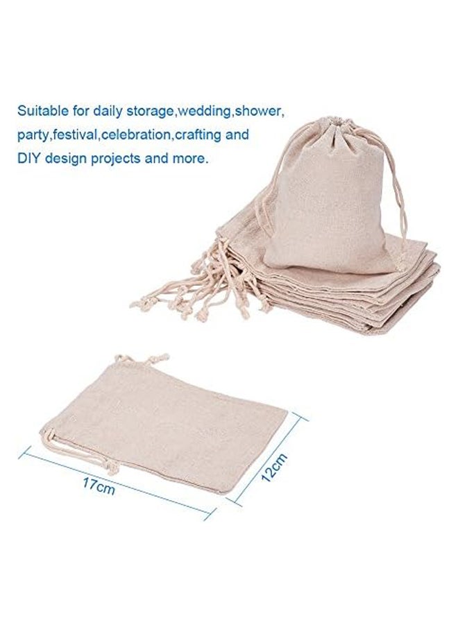 Generic PandaHall Elite 30 pcs 17x12cm Rectangle Cotton Packing Pouches Drawstring Bags Jewelry Pouches Bags Drawstring Bags Gift Bags, Antique White  - Image 3