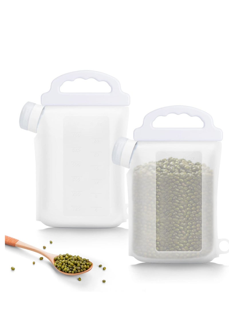 NIBEMINENT New Pet Food Storage Container,2 Pack Small Cat Dog Sealed Dispenser Box With Measuring Mark,Silicon Home Airtight Dry Bucket,Portable Water Container for Dogs Cats Birds - Image 1