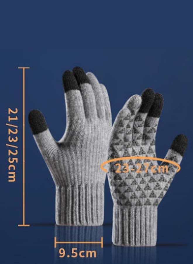 Lyaxm 1 pair Men's Winter Thickened Warm Wool Gloves Winter Knit Gloves  Warm fingers Outdoor Windproof Cycling Gloves Touchscreen Gloves Full Finger Fitness Gloves Outdoor Windproof Touch Screen Gloves - Image 3