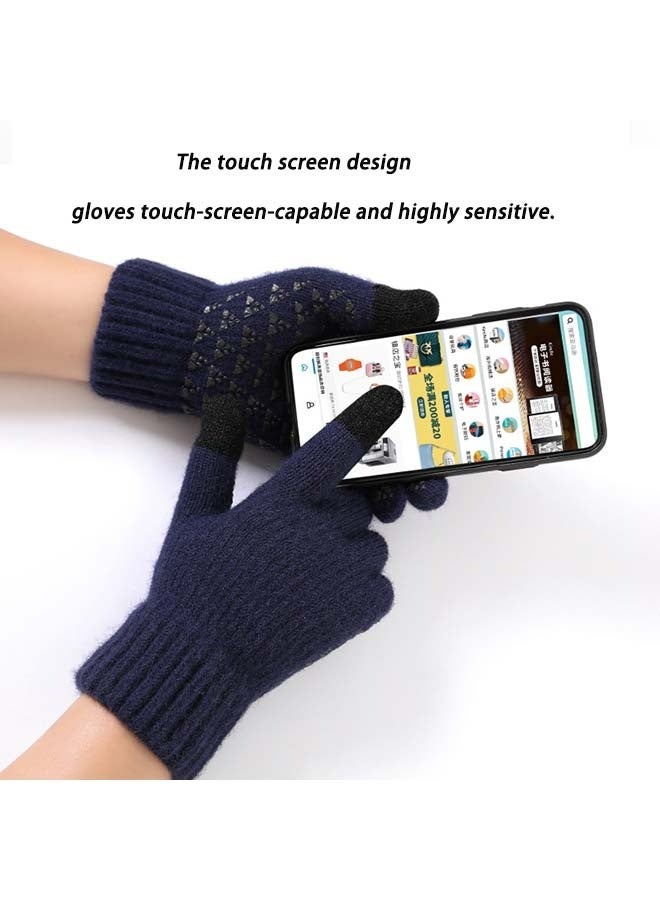 Lyaxm 1 pair Men's Winter Thickened Warm Wool Gloves Winter Knit Gloves  Warm fingers Outdoor Windproof Cycling Gloves Touchscreen Gloves Full Finger Fitness Gloves Outdoor Windproof Touch Screen Gloves - Image 5