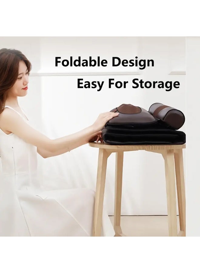 وسادة تدليك لكامل الجسم مع اهتزاز موجي بـ 10 مناطق ووسادة عجن – حصيرة تدفئة للاسترخاء مع تدليك القدم والساق - Image 4