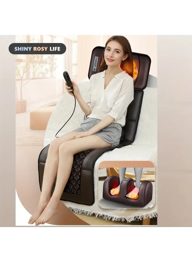 وسادة تدليك لكامل الجسم مع اهتزاز موجي بـ 10 مناطق ووسادة عجن – حصيرة تدفئة للاسترخاء مع تدليك القدم والساق - Image 2