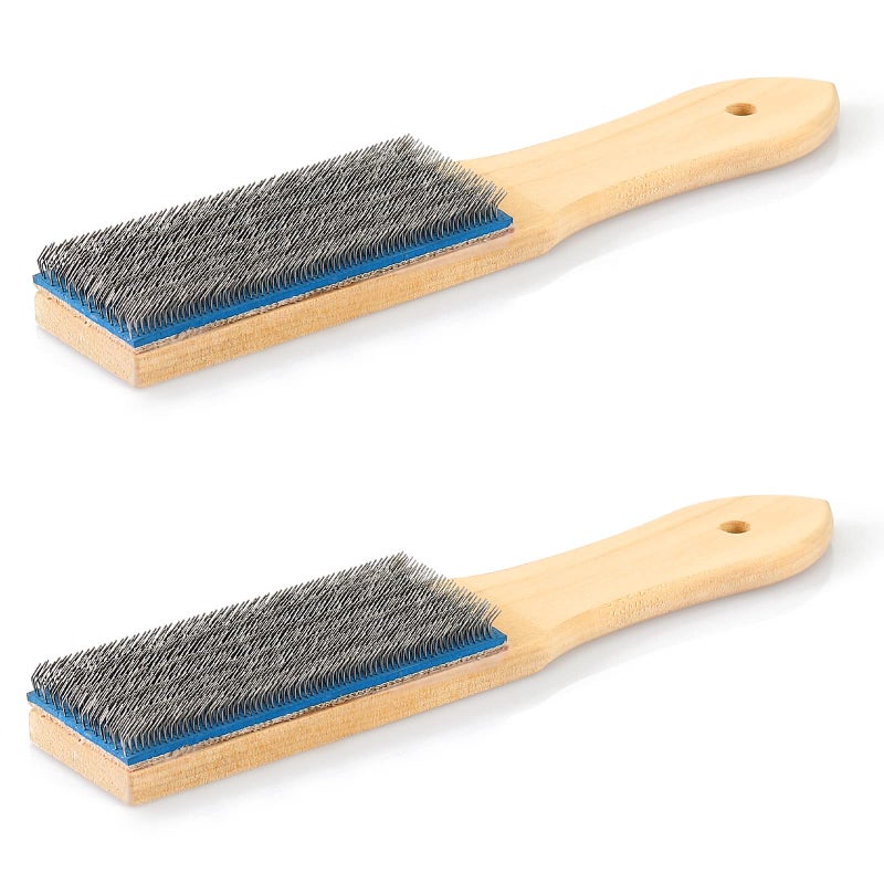 Chumia 2 Pcs Steel File Card Brush 8 Abrasive Hand File Cleaner Carded for Removing Chip Metal Bits
