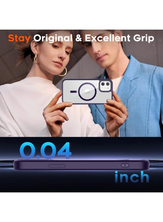 أكاليكس جراب مغناطيسي لهاتف آيفون 11 [مقاوم للصدمات ونحيف]، غطاء خلفي صلب شفاف مع حماية فائقة | أرجواني غامق - Image 5