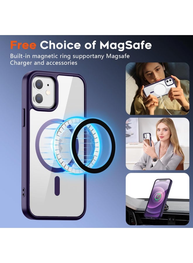 أكاليكس جراب مغناطيسي لهاتف آيفون 11 [مقاوم للصدمات ونحيف]، غطاء خلفي صلب شفاف مع حماية فائقة | أرجواني غامق - Image 2