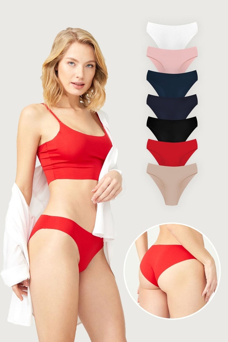 COTTONHILL Basic Non-Marking Laser Cut Women's Bikini Panties 7 Pack  - Image 1