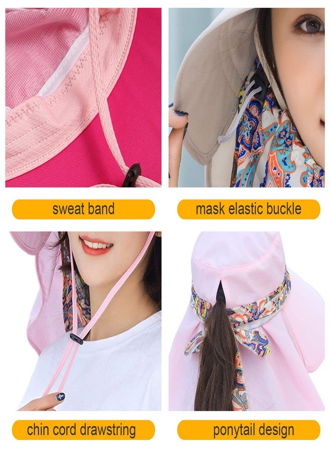 Huamulan Women Sun Protection Hat Ponytail Neck Face Flap Cover Garden Summer Hats Travel Outdoor Fishing Visor Cap Chin Cord Sports M9099-mise - Image 5