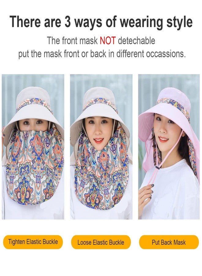 Huamulan Women Sun Protection Hat Ponytail Neck Face Flap Cover Garden Summer Hats Travel Outdoor Fishing Visor Cap Chin Cord Sports M9099-mise - Image 4