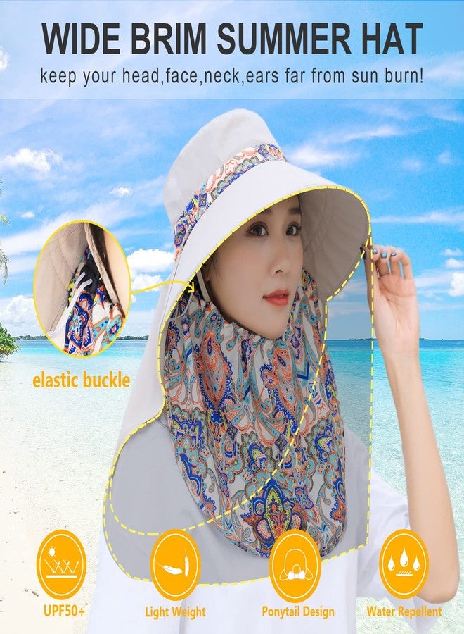 Huamulan Women Sun Protection Hat Ponytail Neck Face Flap Cover Garden Summer Hats Travel Outdoor Fishing Visor Cap Chin Cord Sports M9099-mise - Image 2