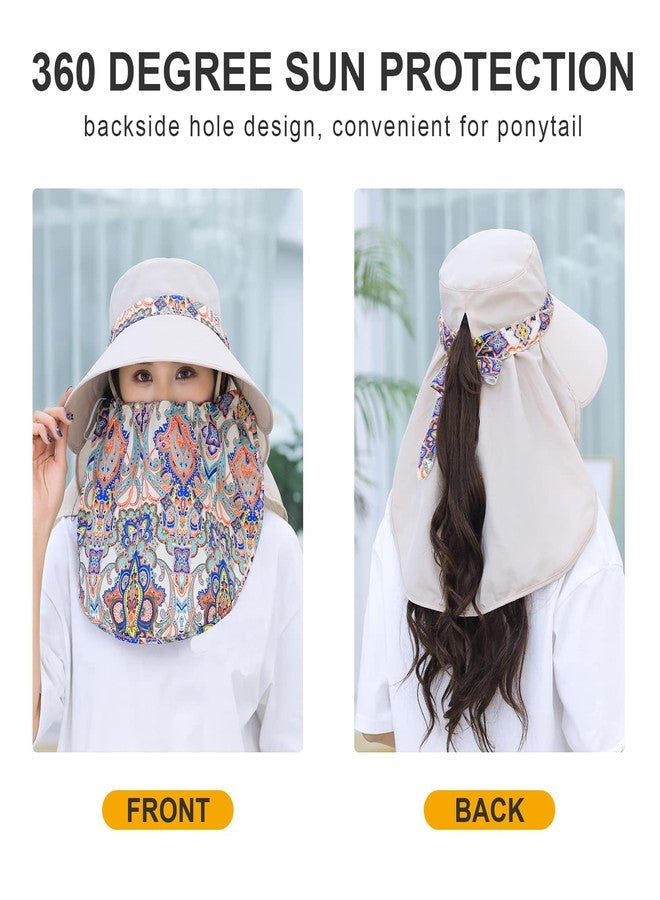 Huamulan Women Sun Protection Hat Ponytail Neck Face Flap Cover Garden Summer Hats Travel Outdoor Fishing Visor Cap Chin Cord Sports M9099-mise - Image 3