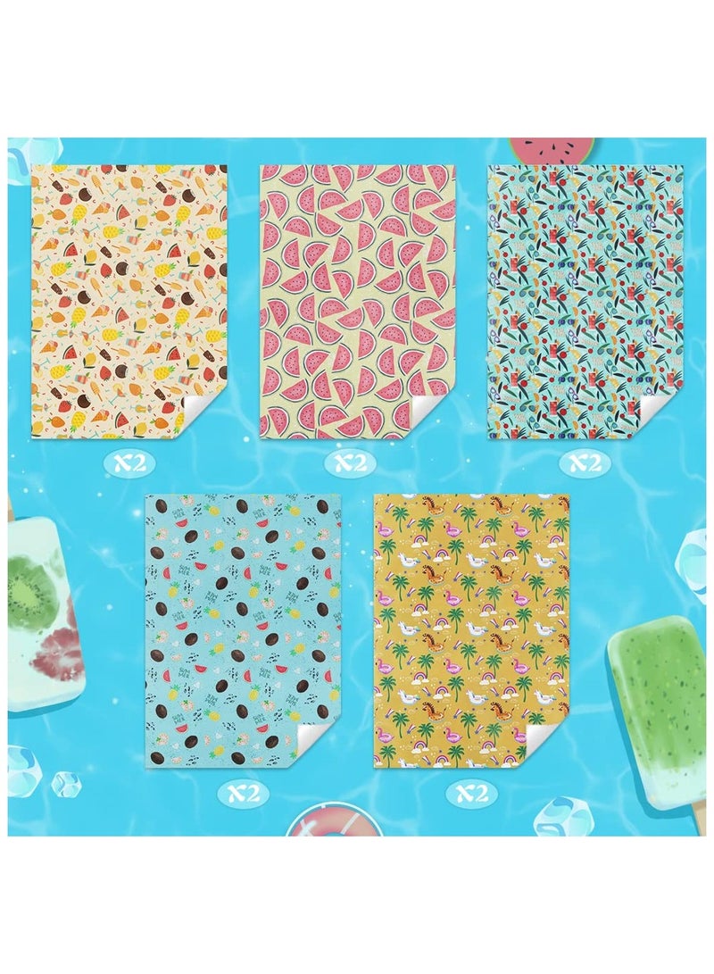 SYOSI Summer Wrapping Paper Folded Flat, Fruit Tropical Island Beach Theme Wrapping Paper (5 Designs,10 Sheets) - 27" X 20" Per Sheet for Kids Boys Girls on Birthday Holiday Baby Shower Pool Party - Image 3
