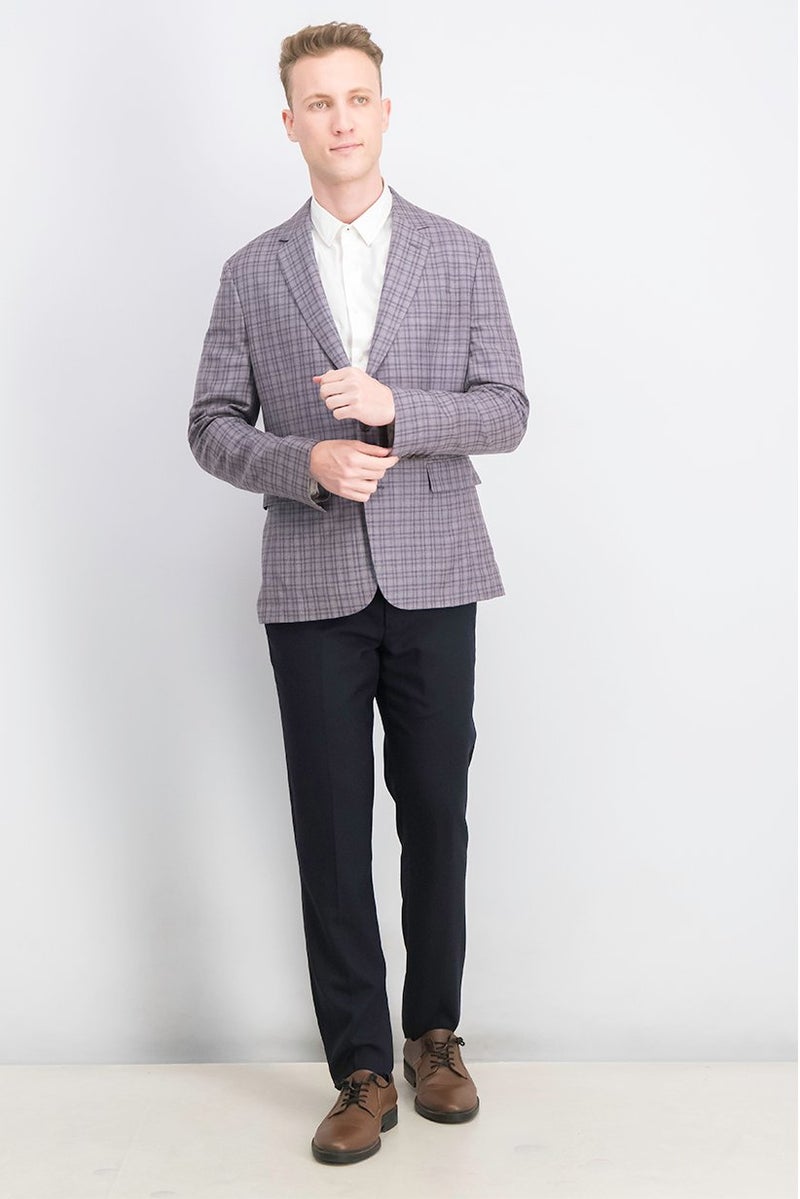 Paul Smith Men Regular Fit 2 Buttoned Long Sleeve Plaid Blazer, Grey - Image 4