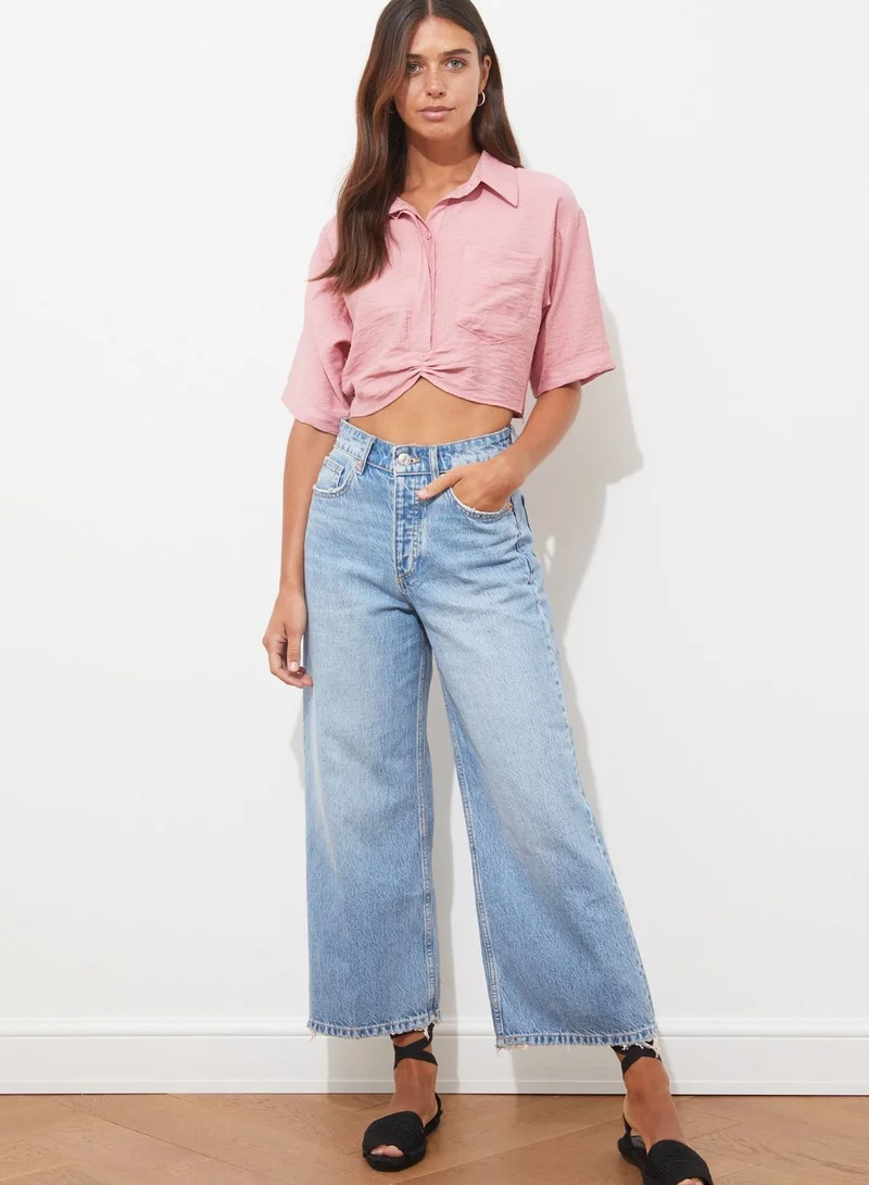 trendyol Button Down Crop Shirt