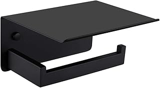 APLusee Toilet Paper Holder with Shelf Matte Black,  Bathroom Accessories Decor SUS 304 Stainless Steel Modern Paper - Image 1