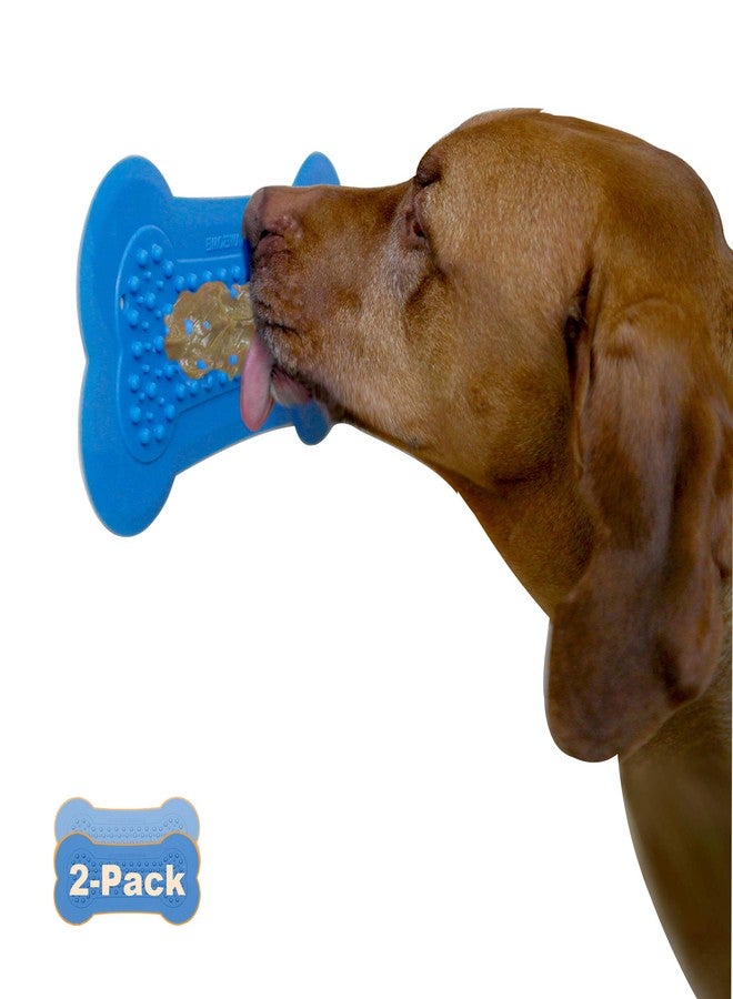 Perfect Curve Lick Lick Pad Dog Accessories | Pet Shower Attachment | Dog Peanut Butter Lick Pad | Dog Bathing Station | Dog Bathing Supplies | Veterinarian Used | Suction to Wall | Large (Large - 2 Pack, Blue) - Image 1
